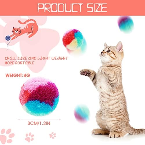 TIESOME Rainbow Cat Toy Balls, 20PCS Soft Cat Ball Toys 1.2 inch