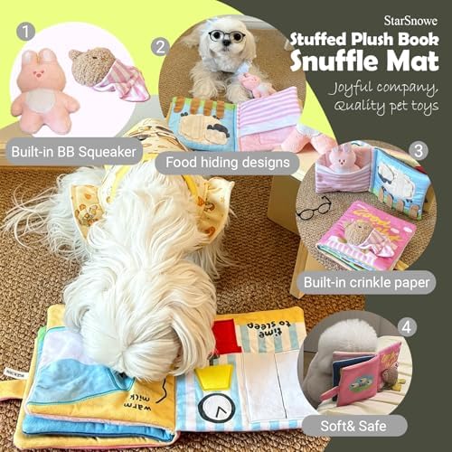 StarSnowe×Cute Dog Enrichment Toys,Squeaky Snuffle Book Series,Interactive Sniff Mat for Mental Stimulation & Slow Feeding,Treat Puzzle Toys for Puppy,Crinkle Gifts (Green - Christmas)