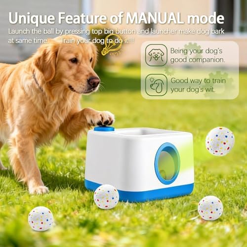 Automatic Dog Ball Launcher, Auto/Manual Paw-Activated Dog Ball Thrower
