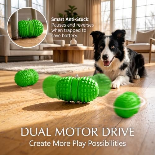 Smart Interactive Dog Toy, 8 Modes Automatic Rolling Ball with a Recording Function, Food-Grade Rubber Material Interactive Dog Ball for Medium and Large Dogs
