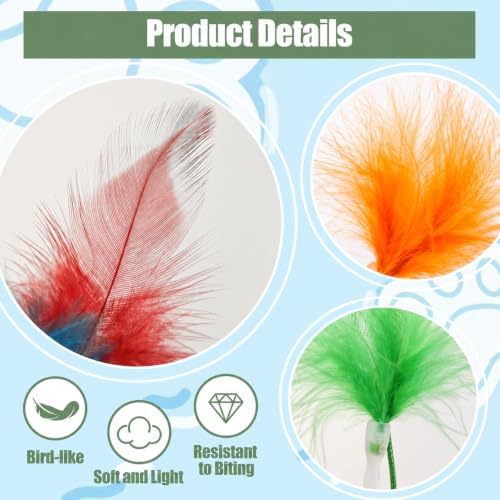 8 Pcs Cat Feather Toys Replacement Compatible with P43, 4 Colors Cat Toy Wand Refills, Cat Toy Feathers Refill, Interactive Cat Teaser Wand Attachments, Only Accessories