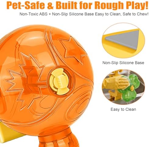 Interactive Dog Puzzle Toy, Spinning Treat Dispenser Slow Feeder | adjustable difficulty, fixing strap, BPA free, boredom relief, mental stimulation, slow eating, small medium dogs cats