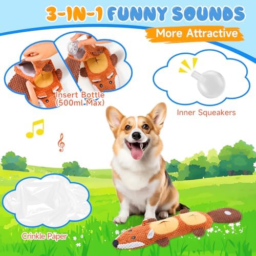 wodoca Dog Toys for Aggressive Chewers 2 Pack, No Stuffing Squeaky Chew Toy for Small Medium Breed, Puppy Teething Interactive Dog Toys to Keep Them Busy