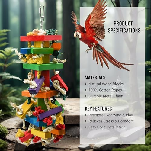 GPY Bird Toys for Parrot, Large Parrot Toys for Cage Macaws Cockatoos