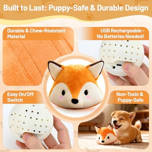 Interactive Fox Puppy Toy for Boredom Relief - Automatic Self-Moving, Bouncing & Vibrating with Sound for Entertainment & Play | Rechargeable & Chew-Resistant for All Breed Sizes