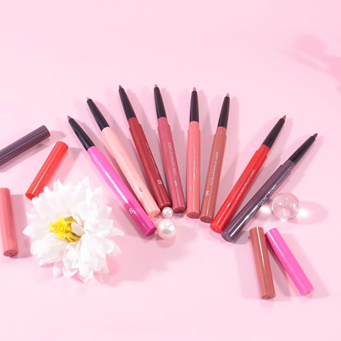 Gel Lip Liner Pencil for Women, Cherry Red Matte Long Lasting Lip Liner Lipstick 24 Hour, High Pigmented Lips Makeup Retractable Liners Waterproof Smudge Proof, Vegan & Cruelty-Free 07