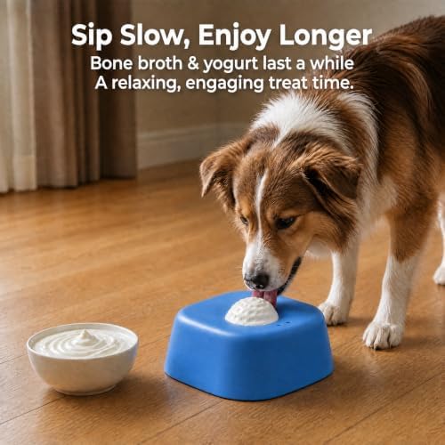 Dog Lick Bowl with Rolling Ball for Soft Treats, Interactive Slow Feeder