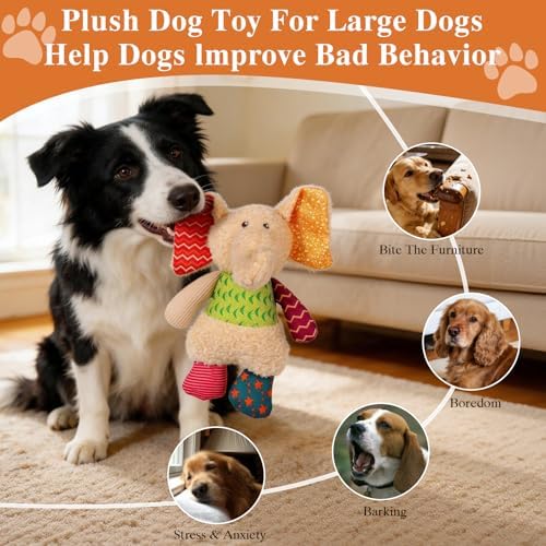 Dog Plush Elephant Squeaky Toys for Chewers