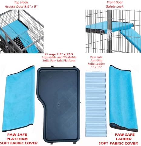 Extra Large 30.5"x18.25"x34"H Two Tiers Large Double Large Front Doors Tight 1/2-inch Wire Spacing for Feisty Ferret Hammock Chinchilla Cat Sugar Glider Home On Wheels