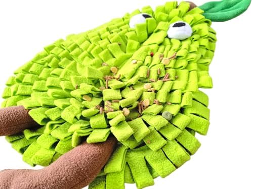 Dog Snuffle Mat Fleece Foraging Fruit Design Mats Small Animals Interactive Feeding Toy Anti Slip Slow Feeder Pet Treat Dispenser for Dogs Rabbits Guinea Pigs (Pear)