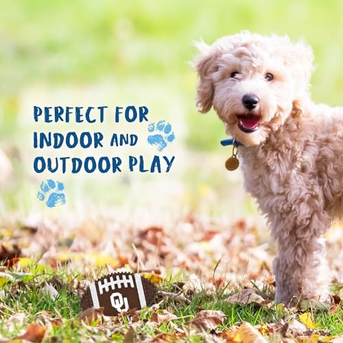 Pets First NCAA Oklahoma Sooners Mega-Chew Hard Nylon Bacon-Flavored Bone Football Chew Toy. Interactive Tasty & Fun Chew Toy. Indestructible Strong Durable Tough Dog Toys for Aggressive Chewers