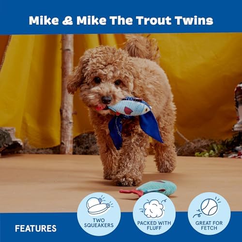 BarkBox Mike & Mike the Trout Twins Dog Toy - for Extra Small to Small Dogs
