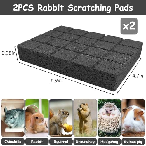 Hamiledyi 2PCS Rabbit Scratching Pads Bunny Lava Grinding Claw Pads Small Animal Foot Pads Hamster Scratch Board Chew Toys for Gerbil Chinchilla Hedgehog Guinea Pig Cage Accessories