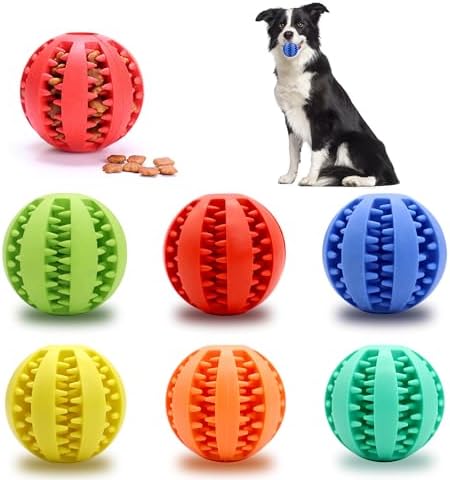 Interactive Dog Treat Ball Toys for Aggressive Chewers Teething Toys to Keeping Them Busy Dogs Balls Food Treats Feeder Chew Ball for Small Medium Large Dogs (Calibre 2.6 in for Large Dog)
