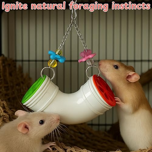 Mouse Rat Enrichment Toys Foraging, Treat Dispenser Rats Foraging Toy, Interactive Hide Treats Enrichment Hamster Toy for Rats Guinea Pig Small Pet, Hanging Slow Feeder (S, Plastic)