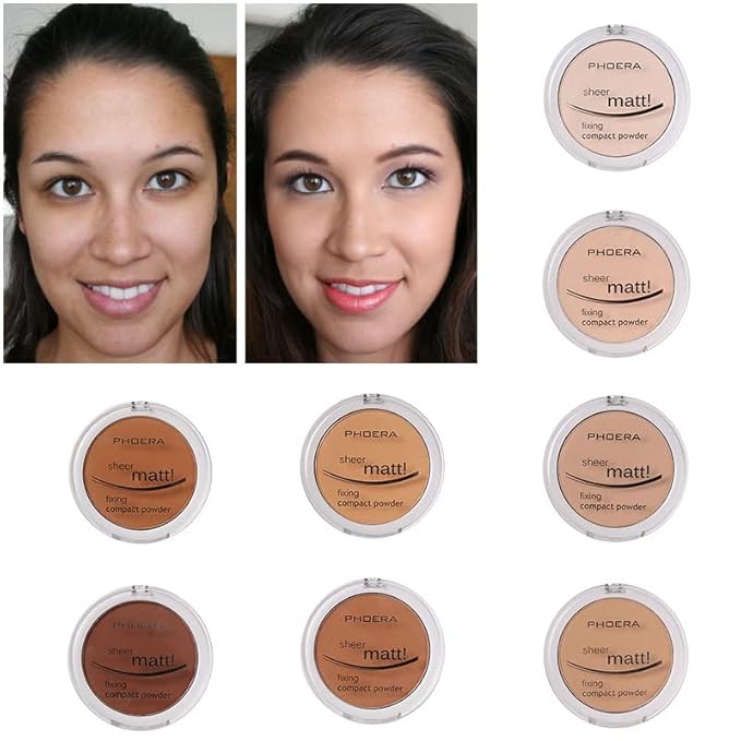 2 Pack Matte Face Powder, Control Oil Brighten Skin Color Cover Blemish Makeup Face Setting Loose Setting Powder Foundation。206-Tan