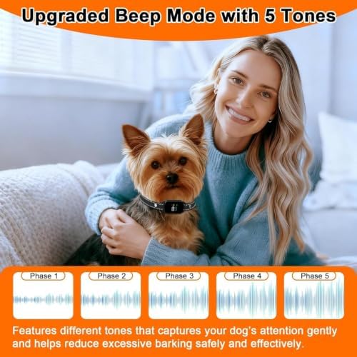 Bark Collar,Dog Barking Collar,5-60lbs Small & Medium Dogs, Ip67 Waterproof, Rechargeable Anti Barking Collar with 3modes, 5 Beep&7 Level Sensitivity Black