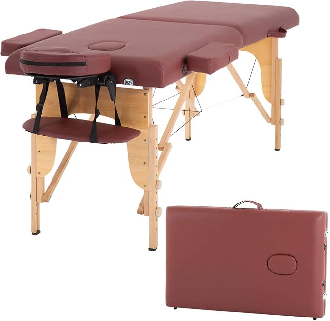 BestMassage Massage Bed Portable Massage Table 2 Folding Lash Bed Height Adjustable 24 Inch Wide Spa Table with Non-Woven Bag for Spa Footmassage Facial CareSpa Tattoo