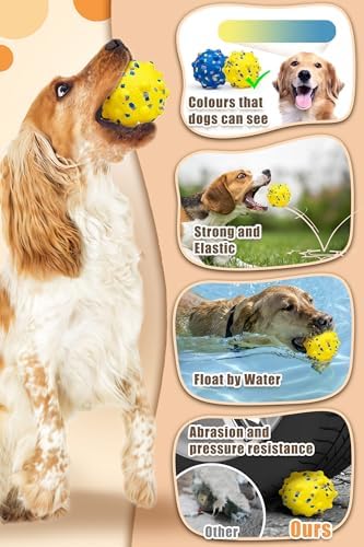 Moonorange 1.96'' Dog Balls for Dogs Aggressive Chewers Indestructible Tennis Durable Bouncy Interactive Dog Toy Balls for Fetch Game Floating Training(Yellow Small)