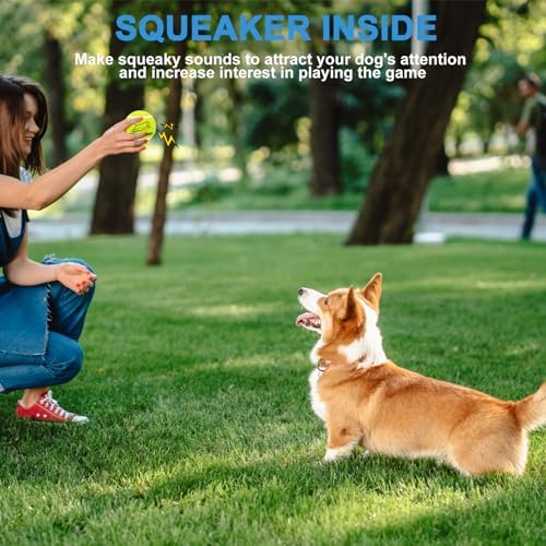 EXPAWLORER Squeaky Tennis Balls for Dogs-12 Pack High Elastic Dog Toy Balls