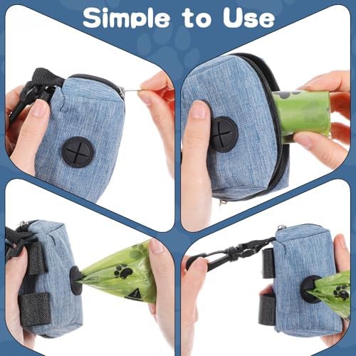 Yuanchu 3 Pcs Dog Poop Bag Dispensers, Dog Waste Bag Holder for All Leash Attachment Puppy Poop Bag Dispenser Zipper Pouch with Carabiner Clip for Cats Dogs Pet