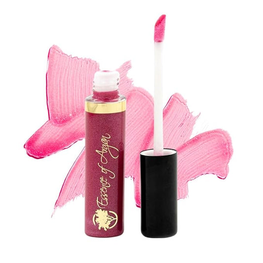 Essence Of Argan Cheery Rose Lip Gloss with Moroccan Argan Oil to Moisturize and Plump your Lips – Lip Care to Eliminate Dryness - Cherry Rose Matte Effect 0.25oz