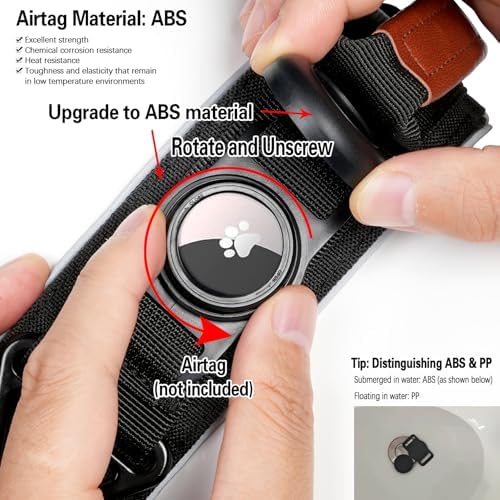 2" Tactical Dog Collar with Airtag Holder & Handle for Medium Dogs (Black)