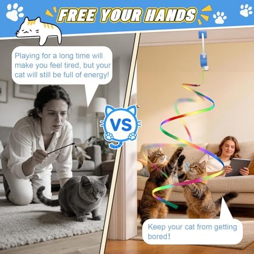 Motion Activated Clip-On Doorway Cat Toy, Rechargeable Automatic Hanging Interactive Toy, Indoor Chase & Play Enrichment Toy for Kittens, Adult Cats and Multi-Cat Homes