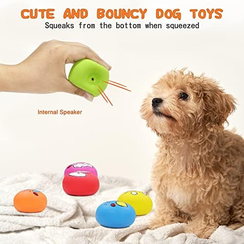 Latex Dog Chewing Squeaky Ball Toys Face Fetch Play Toy for Puppy Small Medium Pets Dog cat (6 PCS(C))