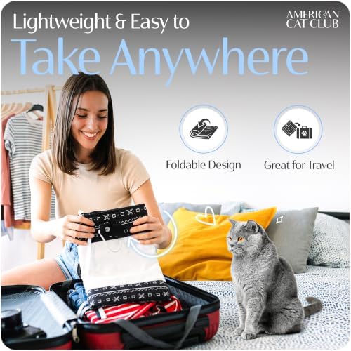 American Cat Club Reversible Crinkle Cat Mat with Mouse Toy, 18" x 13"