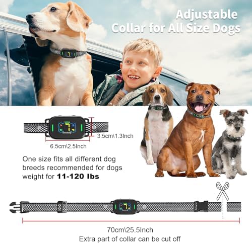 Dog Bark Collar, Takilar Rechargeable Bark Collar for Dogs, Smart Anti Barking Training Collar with 7 Adjustable Sensitivity and 9 Shock Intensity, Bark Shock Collar with Beep Vibration Shock (Navy)