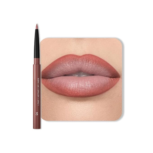 Gel Lip Liner Pencil for Women, Rose Wood Matte Long Lasting Lip Liner Lipstick 24 Hour, High Pigmented Lips Makeup Retractable Liners Waterproof Smudge Proof, Vegan & Cruelty-Free 04