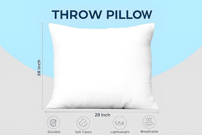 Utopia Bedding Throw Pillows Insert (Pack of 4, White) - 28 x 28 Inches Bed and Couch Pillows - Indoor Decorative Pillow | Down alternative pillow insert with plush fluffy fill for beds sofas couches and chairs. Suitable for indoor outdoor use.