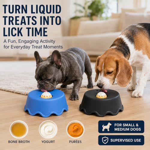 2026 Upgraded Slow Feeder Dog Bowl, Interactive Lick Bowl & Liquid Slow Feeder for All Dogs, 1.27 Cups Large Capacity Anti-Choke Pet Feeding Bowl for Water, Broth & Yogurt (1, Black)