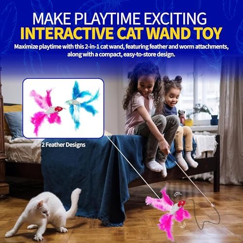 PET FIT for Life 2 Fish Feather Wand CAT Toy