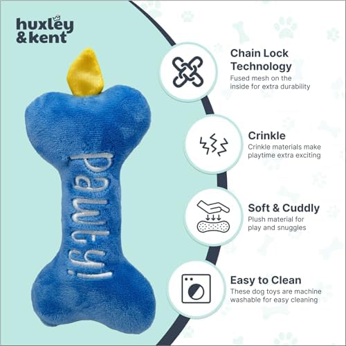 Huxley & Kent Tiny Tuff Plush Dog Toy, It's My Barkday Bone