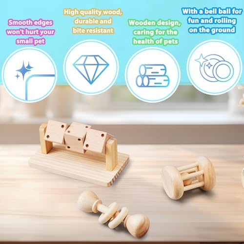 AOWPFVV Wooden Hamster Toys,Safe Rabbit Toys for Guinea Pigs
