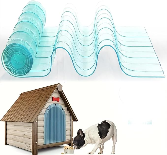 Dog Door Replacement Flaps, Safe Plastic Vinyl Strip for DIY Doghouse or Cat Door, Transparent Dog House Door Flap, Easy to Cut & Install, 7 in x 59 in