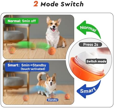 Interactive Small Dog Toy Ball, 2 Inch Smart Jumping Ball for Puppy/Small Dogs, Activated Automatic Bouncing Moving Vibrating, Dog Toy for Small Dogs to Keep Them Busy（Orange）