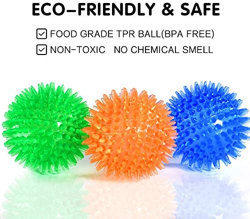 Squeaky Balls for Dogs Small, Fetch Balls Rubber 3 Pack Bright Colors
