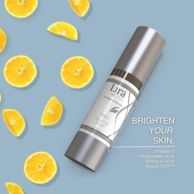 Lira Clinical PRO Brite-Plus Serum - Hydration & Dark Spot - Tranexamic Acid Serum, Ferulic Acid & Vitamin C - Brightens, Firms & Minimizes Pores & Skin - For All Skin Types - 0.5 fl oz