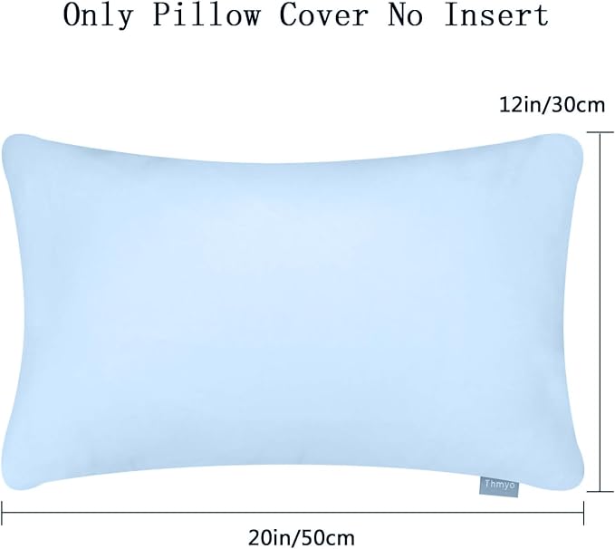 4-Pack 100% Cotton Lumbar Comfortable Solid Decorative Throw Pillow Case,Thmyo Rectangle Cushion Cover Pillowcase Sublimation Blank Pillow Covers DIY Throw Pillowcase(12x20inch/30x50cm, Light Blue)
