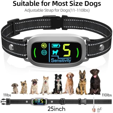 FAFAFROG Dog Bark Collar, Rechargeable Smart Collar, Anti Barking Training Collar with 5 Adjustable Sensitivity Beep Vibration, Bark Collar for Large Medium Small Dogs (Grey)