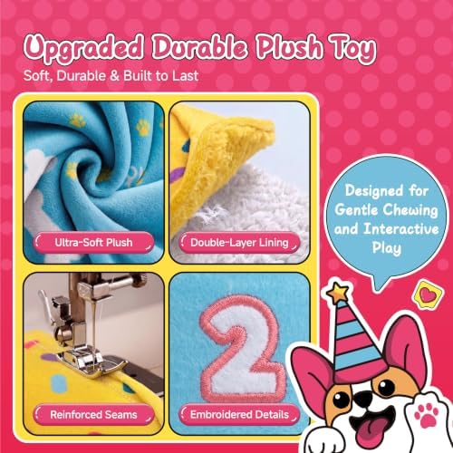 Dog Birthday Cake Toy Decorations, Larger Squeaky Plush Dog Cake Toys