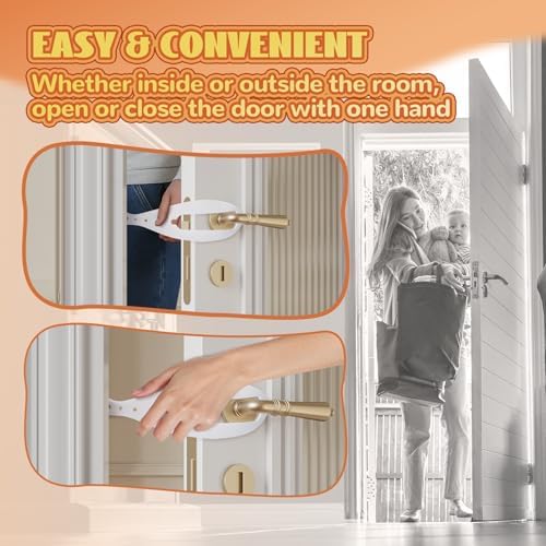 TGIOW Cat Door Latch, Cat Door Stopper Keep Open 2.5-6", 4 Pcs, White | Keep Dogs Out of Litter Box and Food, Door Prop for Cats with 5 Adjustable Sizes, Door Plate Included, Pet Gate Alternative