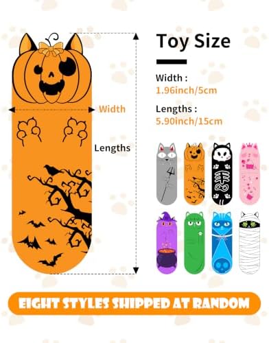 PET SHOW 4 Pack Halloween Cat Kicker Toys with Catnip Crinkle Sound Toys for Cats Random Assorsted Ghost Pumpkin Plush Kittens Shaped Natural Interactive Toys Indoor Pet Cats Chew Stick