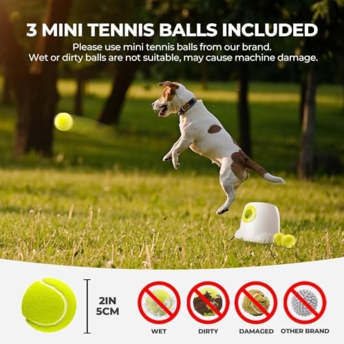 AFP Automatic Ball Launcher Dog Ball Thrower Machine Interactive Hyper Fetching Toy for Large Dogs, 3 Tennis Balls Included, Max Version