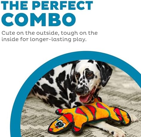 Outward Hound Durablez Large Gecko Stuffing-Free Squeaky Plush Dog Toy for Puppies & Dogs - Interactive, Soft Yet Tough, No Mess, Jumbo Squeaker, Long-Lasting Play, 17.5 inch, Orange