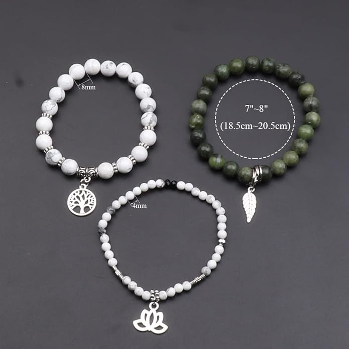 UEUC Tree of Life Yoga Healing Stone Bracelets,Multilayer Lotus Chakra Stone Reiki Bracelet Sets,Anxiety Crystal Natural Stone,for Women Stress Relief