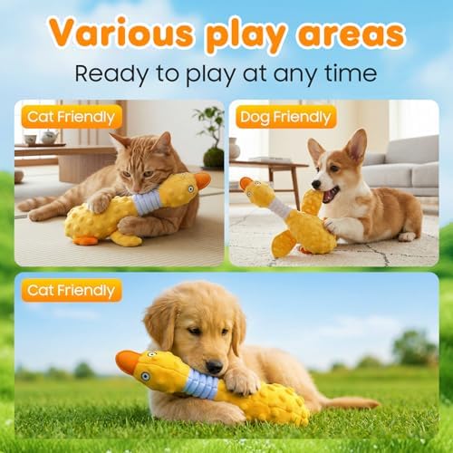 Duck Dog Squeak Toy for Aggressive Chewers, 2026 New Yellow Duck Dog Squeak Toys, Indestructible Toy with Built-in Squeaker for Boredom Relief, Large, Medium,Small Breed to Keep Them Busy